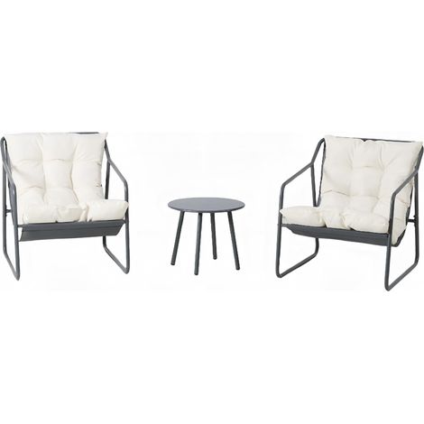 Set da giardino 2 poltrone grigie con tavolino ATRANI