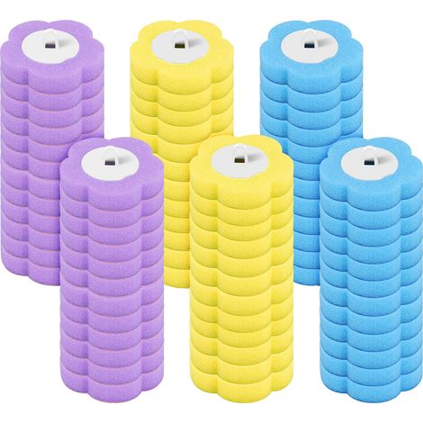 Cepillo para inodoro, apertura automática de la tapa, cabezales desechables, 72 piezas en 3 colores. (1/2)