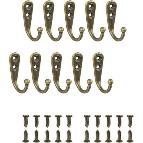 10 bronzefarbene Einzelhaken, schwarze Wandhaken, Garderobenständer, inklusive Befestigungsschrauben (1/4)