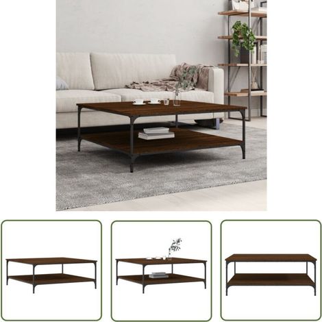 Table Basse Ronde 100x40 cm en Bois d'Ingénierie Marron, Design Moderne pour Salon (1/4)