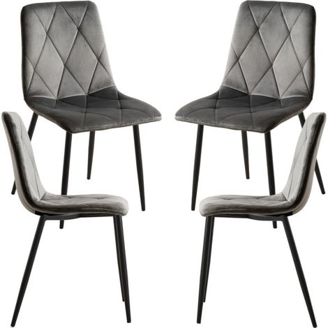 Packs Sillas Comedor - Pack 4 Sillas Lyke Terciopelo - Gris oscuro (1/5)