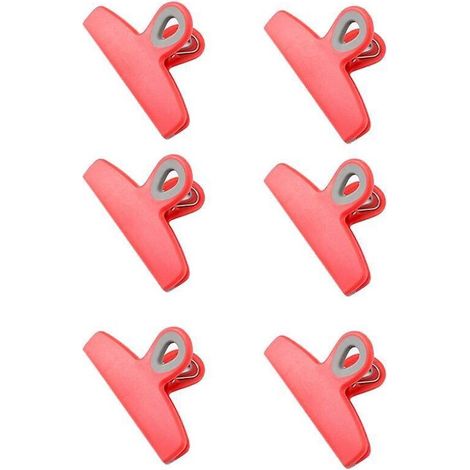 Lot de 6 grandes pinces à sacs robustes - 5 pinces hermétiques pour sacs à pain et à goûter - Rose (1/5)