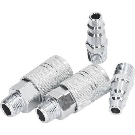 Raccords pour tuyau d'air : 2 connexions externes, 2 bouchons externes, raccords rapides 3/8 pouce NPT pour compresseur d'air industriel (1/5)