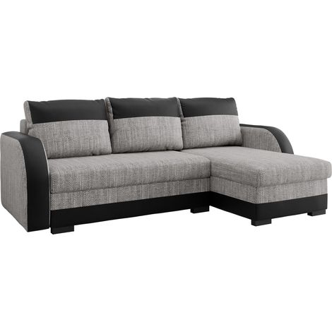 Mobilier1 – Canapé d'angle Columbus 111 – Fonction de couchage – Boîte de literie – Dimensions 230x140x85cm – Faux cuir et tapisserie