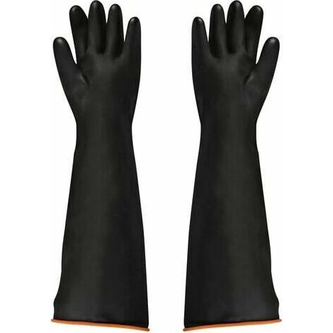 Gants industriels en latex noir résistants aux acides et aux alcalis Gants anti-chimiques brillants épaissis Industrie minière Agriculture Foresterie Pêche Protection du travail (1/4)