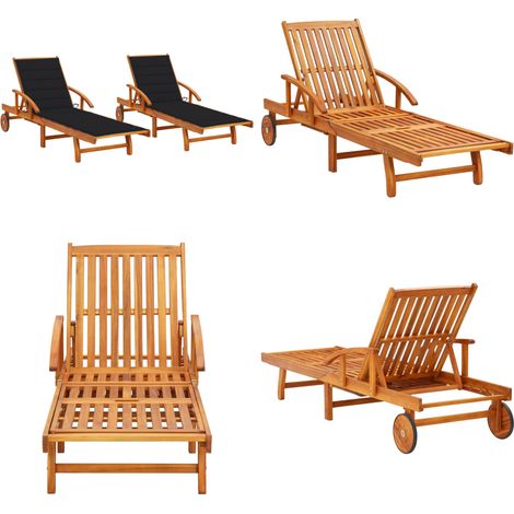 Sonnenliegen 2 Stk. mit Auflagen Massivholz Akazie - Holz-Sonnenliegen - Gartenmöbel - Akaziengartenmöbel - Outdoor Möbel - Lounge Chair - Home & Living (1/5)