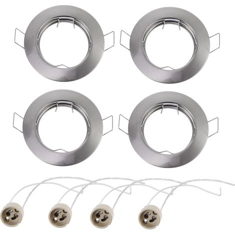 Support de Fixation pour Plafonnier LED Encastré Lot de 8 Pièces en Alliage de Zinc avec Douille Gu10 Angle Réglable Anneau de Finition Adapté pour Maison Bureau et Commerce (1/5)
