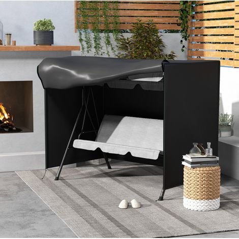 Copertura per altalena da giardino 50x31x8 cm, resistente ai raggi UV, con cerniera, poliestere nero (1/5)