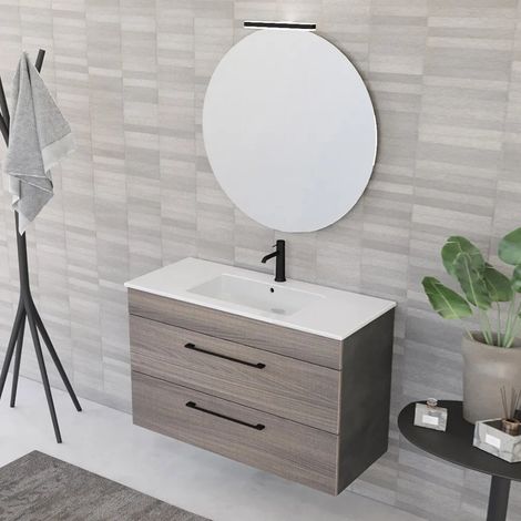 Mobile bagno sospeso 100 cm Smart olmo/lava con specchio (1/5)