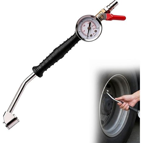 Gonfleur de pneus robuste avec manomètre, accessoire de compresseur 220 PSI pour gonflage précis, raccord de valve à grand cadran analogique 2" pour camions (1/5)