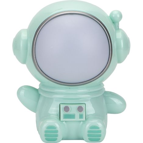 Veilleuse astronaute créative verte réglable à 3 niveaux, veilleuse LED à sept couleurs changeantes, décoration de chevet, lampe de bureau pour dortoir étudiant. (1/2)