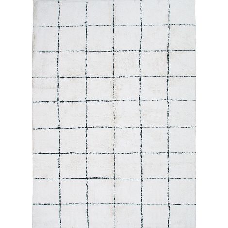 ATLAS - Tapis lavable berbère en coton blanc écru 160x220 (1/5)