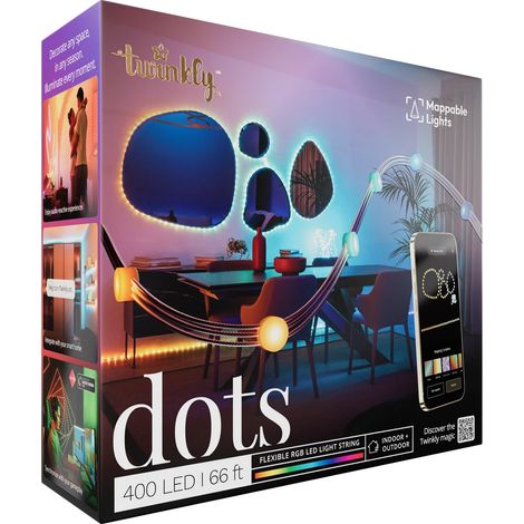 Twinkly Dots – Lichterkette mit 400 RGB-LEDs, transparentes Kabel, Stecker Typ F