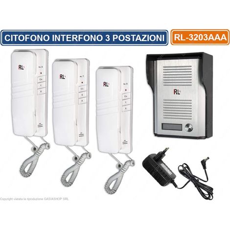 CITOFONO INTERFONO DA PARETE 3 POSTAZIONI DA INTERNO INTERCOMUNICANTI CON MODULO ESTERNO (1/2)