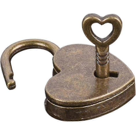 Cadenas miniature rétro en forme de cœur, en alliage, avec clés, pour valise, boîte à bijoux, etc. (1/4)