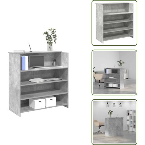 Comptoir de caisse - vidaXL Bureau de réception gris béton 100x50x103,5cm bois d'ingénierie - Rangement bureau (1/5)