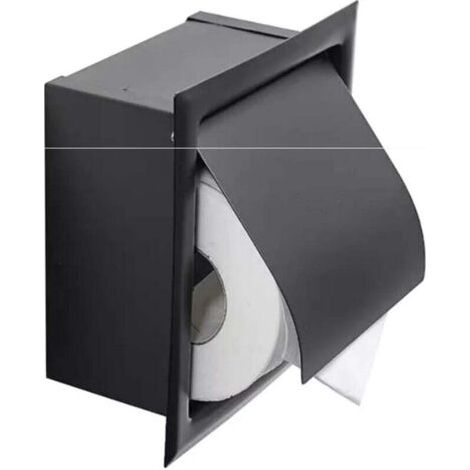 Porte-papier toilette encastré, acier inoxydable avec couvercle, design encastré, gain de place, porte-papier toilette noir mat, adapté à la cuisine, à la chambre et à la salle de bain (1/5)