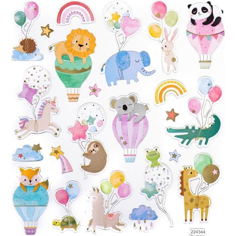 Adesivi di compleanno con animali dorati, 23 pezzi.