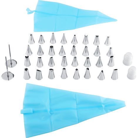 32-teiliges Set Spritztüllen aus Edelstahl für DIY-Geburtstagstorten- und Gebäckdekorationen (1/5)