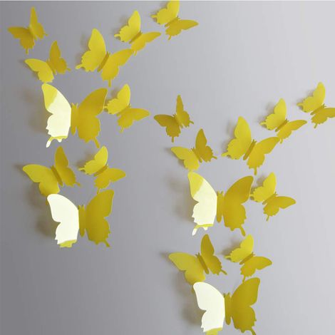 Autocollant Mur Papillon 3D - Détachable Réutilisable PVC - Pour Chambre Enfant Décoration Intérieure Extérieure - 24 Pièces (1/4)
