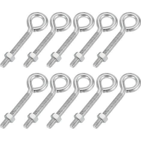 10 Pcs M5x40mm Pitons À Oeil En Acier Carbone Filetés Argent (1/5)