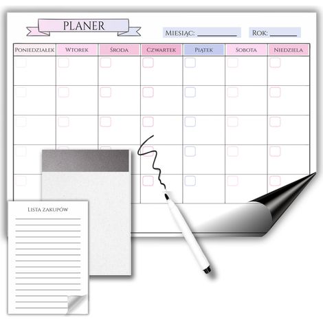 Calendario per frigorifero, organizer settimanale + segnaposto per la lista della spesa (1/5)
