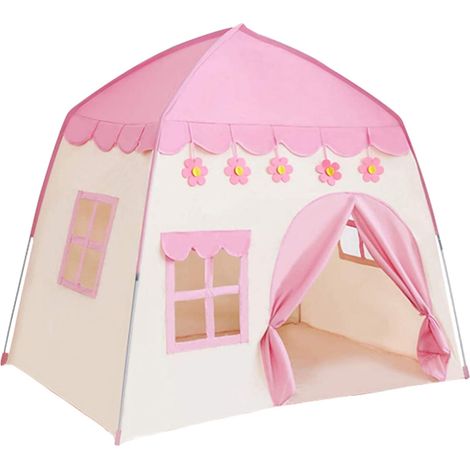 1 Tente de jeu, Tissu Oxford 420D, Château rose, Guirlande lumineuse, Intérieur et extérieur (1/5)