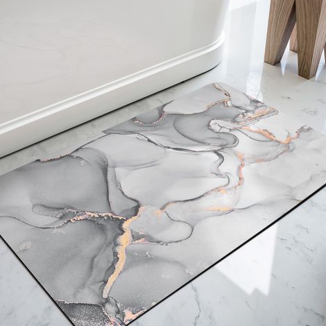 Tapis de Bain Antidérapant 40 x 60 cm, Super Absorbant, Sèche Rapide, Ultra Mince, Facile à Nettoyer, pour Portes de Salle de Bains, Salon, Gris Clair (1/4)