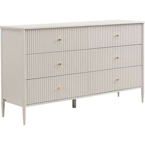 Comò 6 cassetti - MDF - Beige e dorato - CALITARO
