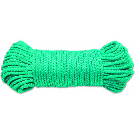 Corde Polypropylène Tressée Résistance à la Rupture Indicative 100 kg Diamètre 2,8 mm Longueur 20 m Vert