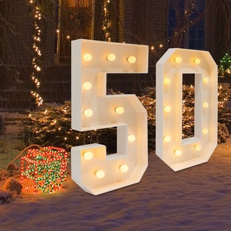 Leuchtziffern für 40-Zoll-Markise 50 große weiße LED-Ziffern zum 50. Geburtstag (1/5)