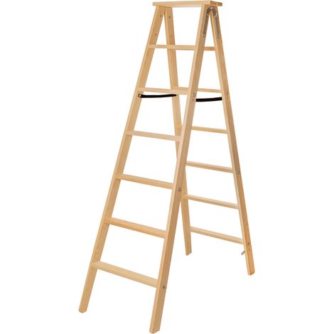 KADAX Escalera de Pintura Extensible de Madera 2x7 Peldaños, Plegable, Doble Cara (1/5)