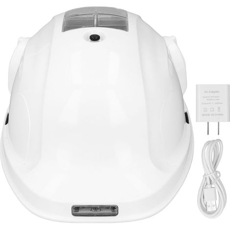 Casque de chantier avec ventilateur solaire, lumière LED, kit mains libres Bluetooth, chargeur secteur US 100-240V, protection de sécurité (1/5)