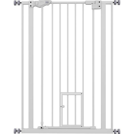 Barrière de sécurité pour chiens et chats avec portillon 74-80 x 104,1 cm blanche (1/5)