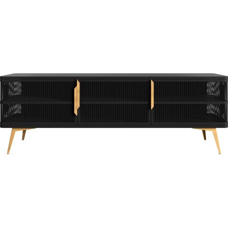Mueble TV Camfelo 102, Negro, Número de puertas: 0, Número de cajones: 0, 180x60x40cm (1/5)