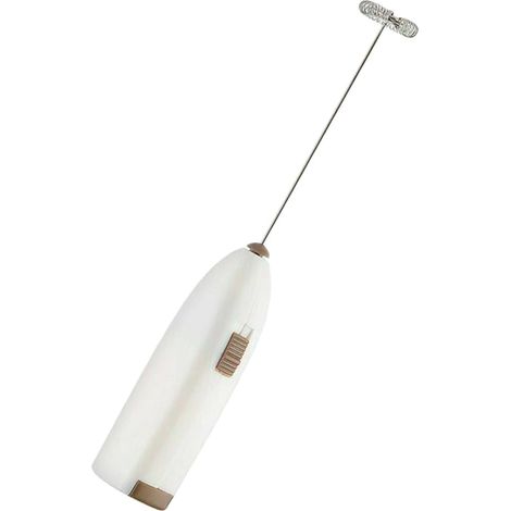 Mini mousseur à lait électrique avec agitateur – Mousseur à lait portatif rapide pour latte, cappuccino et expresso – Appareil de cuisine blanc compact pour la maison et le bureau (1/5)