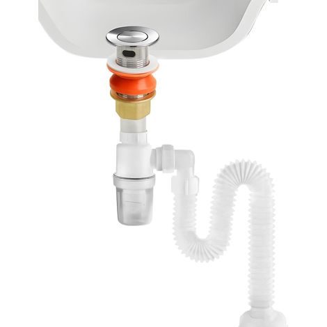 Waschbecken-Set mit Siphon 1 1/4" x 32 mm – mit flexiblem Ablaufschlauch und Pop-up-Ventil – ausziehbar – 290–820 mm – für Badezimmerwaschbecken und Küchenspüle mit Überlauf (1/5)