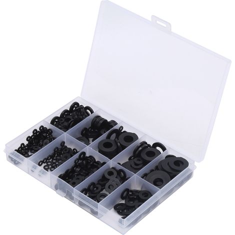 Rondelles nylon noir 500 pièces, joints de fixation industriels M2 M2.5 M3 M4 M5 M6 M8 M10, kit d'entretoises et cales polyvalent.