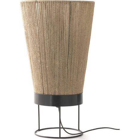 Lampe de table en jute artisanale ambiance chaleureuse - jute naturel et métal noir