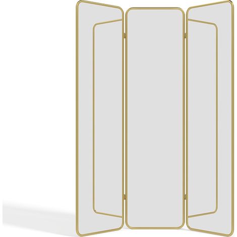 Paravento specchio 3 pannelli L. 146 x H. 180 cm in Metallo Dorato - MIROLY (1/2)