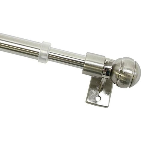 Gardinia Meran Asta con 2 Supporti per Il Fissaggio, Metallo, Effetto Acciaio Inox, 40-60 cm (1/4)