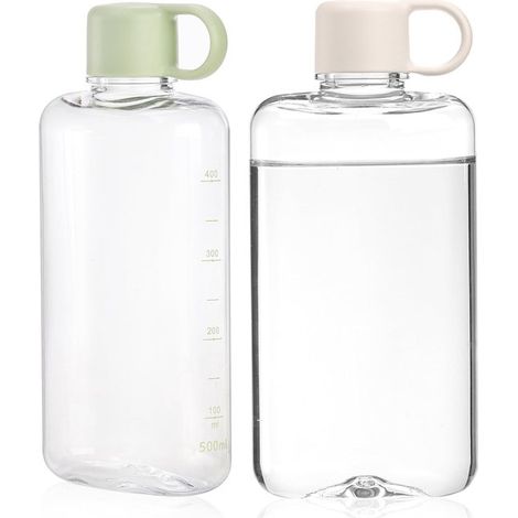 botellas de agua planas portátiles，botella delgada de 17 oz sin BPA，botellas de agua de plástico para viajes，ideales para deportes al aire libre (1/5)