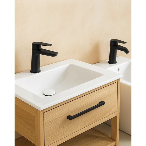 Coppia miscelatori Totem lavabo e bidet nero opaco (1/4)