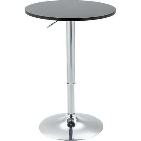 HOMCOM Bartisch modern rund Esstisch 360° Drehtisch höhenverstellbarer Bistrotisch Stehtisch Küchentisch Stahl Schwarz Ø61 x 70-90 cm (1/5)