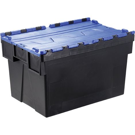 Bac avec couvercle intégré Bleu Double rabat 77L, 600mm x 400mm x 400mm ( Prix pour 1 )