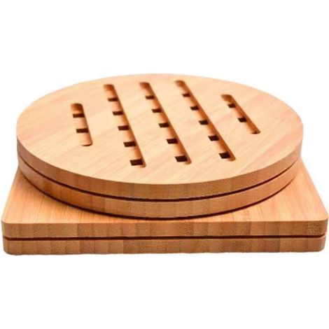 Set de 4 tapis de support en bambou résistant à la chaleur, tapis isolant en bois, tapis isolant antidérapant, tapis isolant de table (1/5)