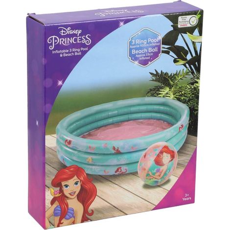 Piscine Disney Princesse Ariel avec 3 anneaux et ballon de plage bleu/rose (1/3)