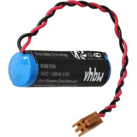 vhbw Pile remplacement pour Toshiba ER6V, JAE2P pour PLC Contrôleur Logique Programmable (2000mAh, 3,6V, Li-MnO2)