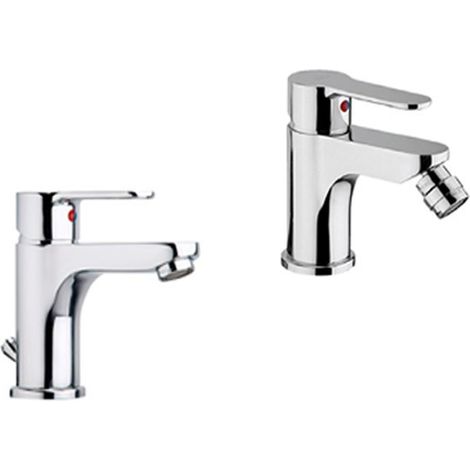 Composizione Blu, miscelatori lavabo e bidet in ottone cromo di (1/3)