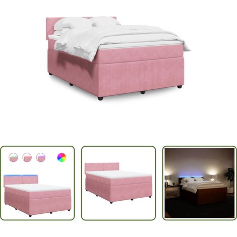 Matelas à ressorts ensachés - Sommier à lattes de lit avec matelas Rose 140x190 cm Velours (1/5)